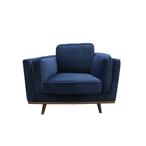 Modern Single Seater Armchair with Wooden Frame and Dual Layer Upholstery