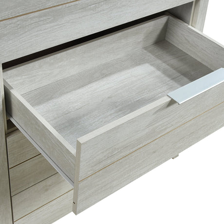 Elegant White Ash Tallboy with 5 Drawers
