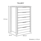 Elegant White Ash Tallboy with 5 Drawers