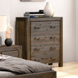 Chocolate Solid Wood Tallboy with 4 Drawers