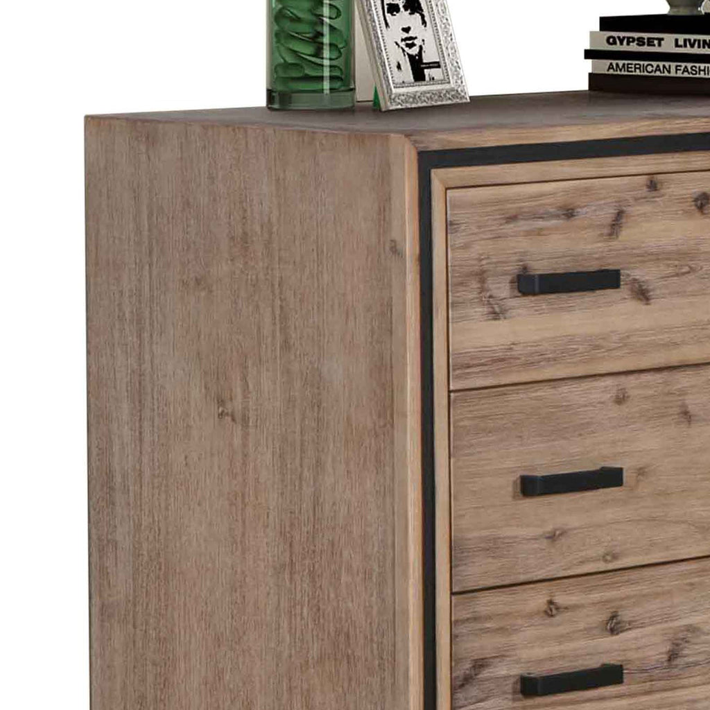 Elegant 5-Drawer Tallboy in Silver Brush Finish