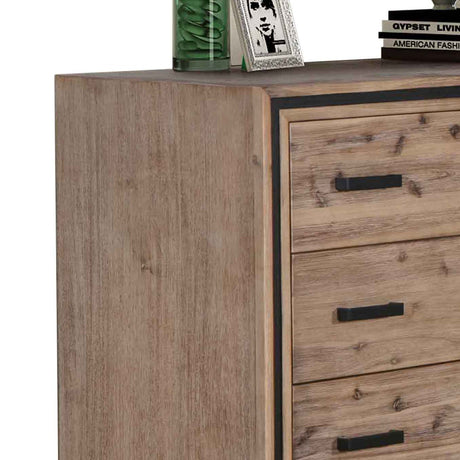 Elegant 5-Drawer Tallboy in Silver Brush Finish