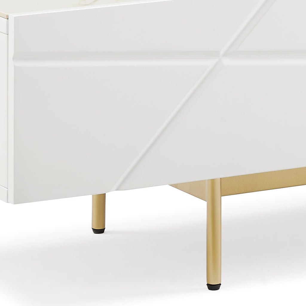 Amelia Glossy White TV Cabinet with Metal Base