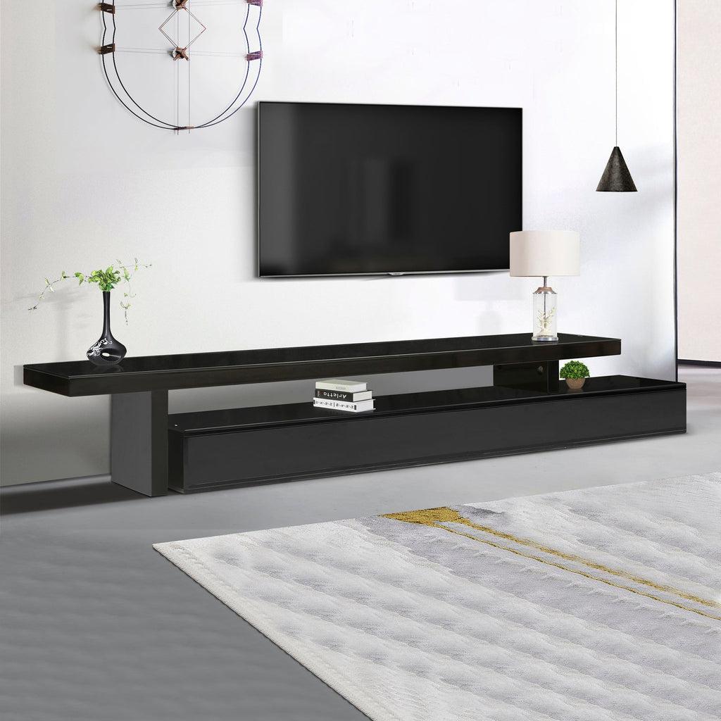 Elegant Extendable Black TV Cabinet with Storage