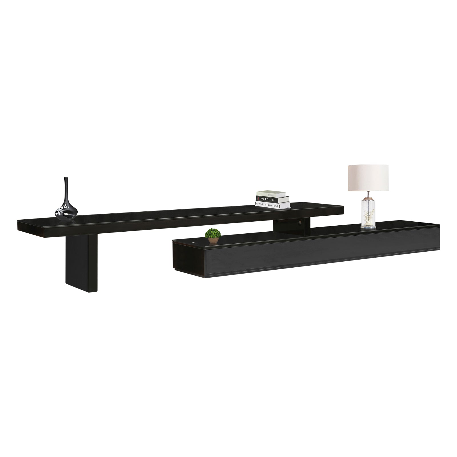 Elegant Extendable Black TV Cabinet with Storage
