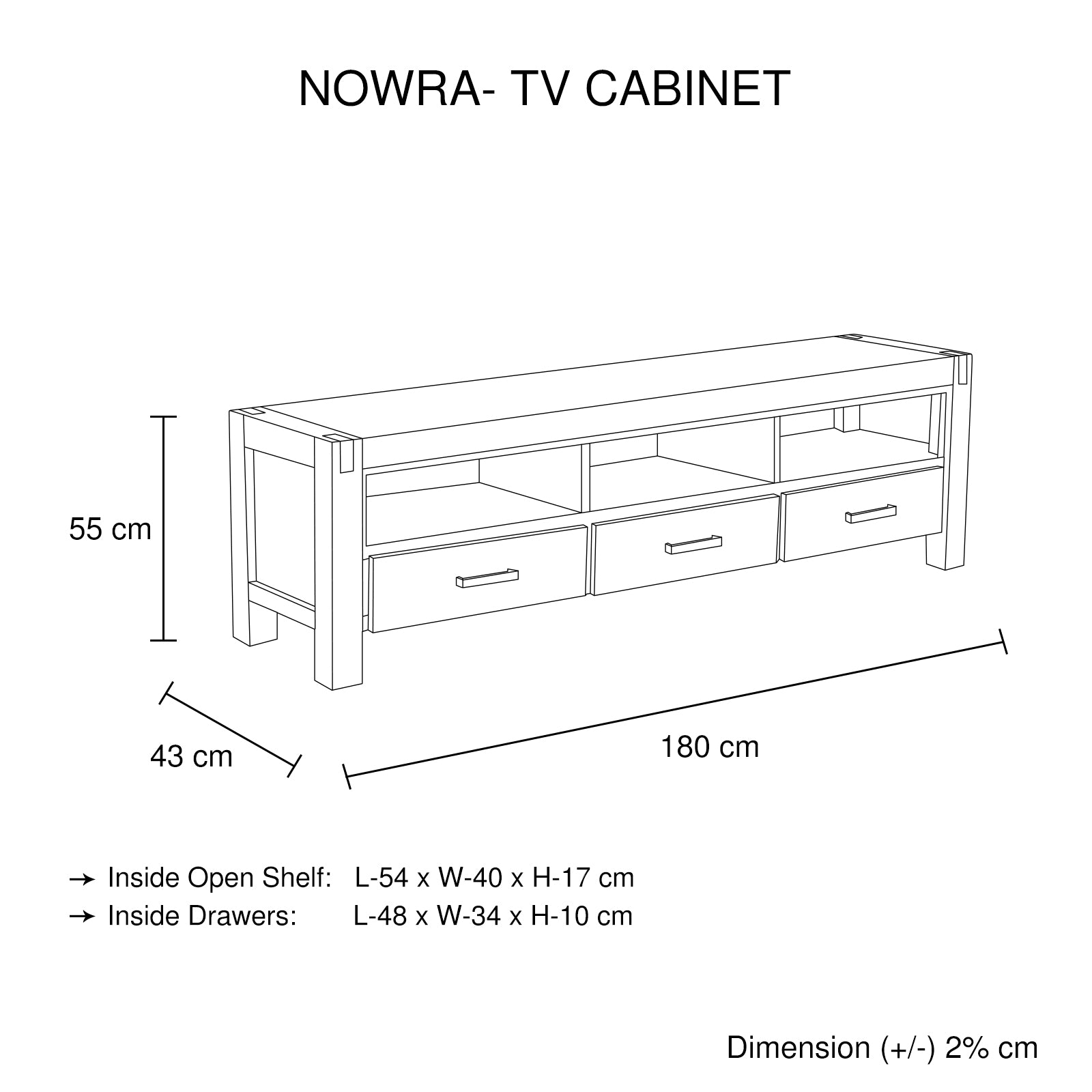 Nowra Solid Acacia TV Cabinet with Storage