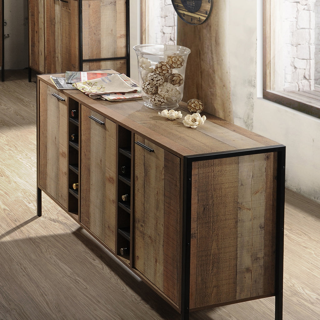 Elegant Oak Wine Cabinet with Storage