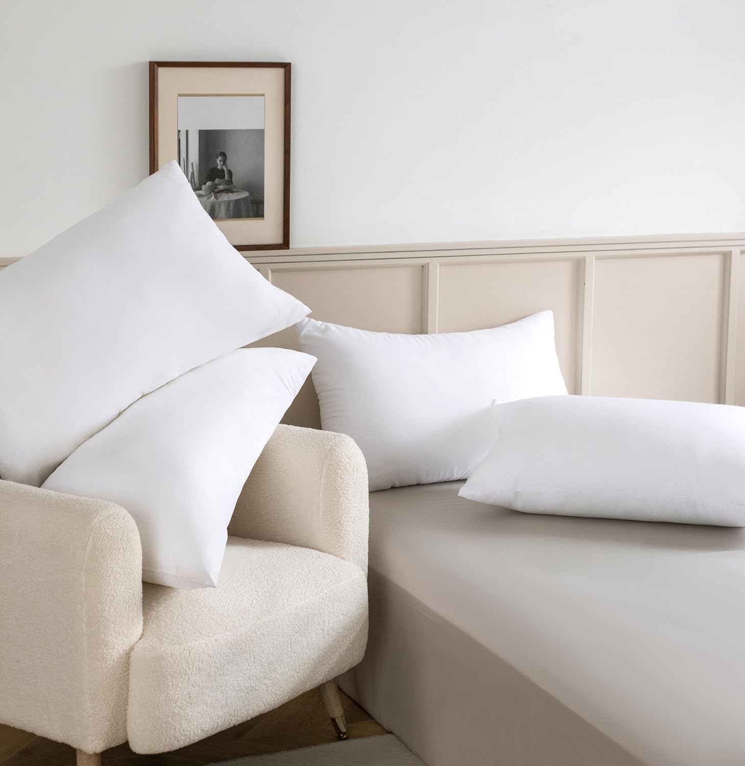 Luxury Plush Microfibre Medium Firm Pillows - 4 Pack