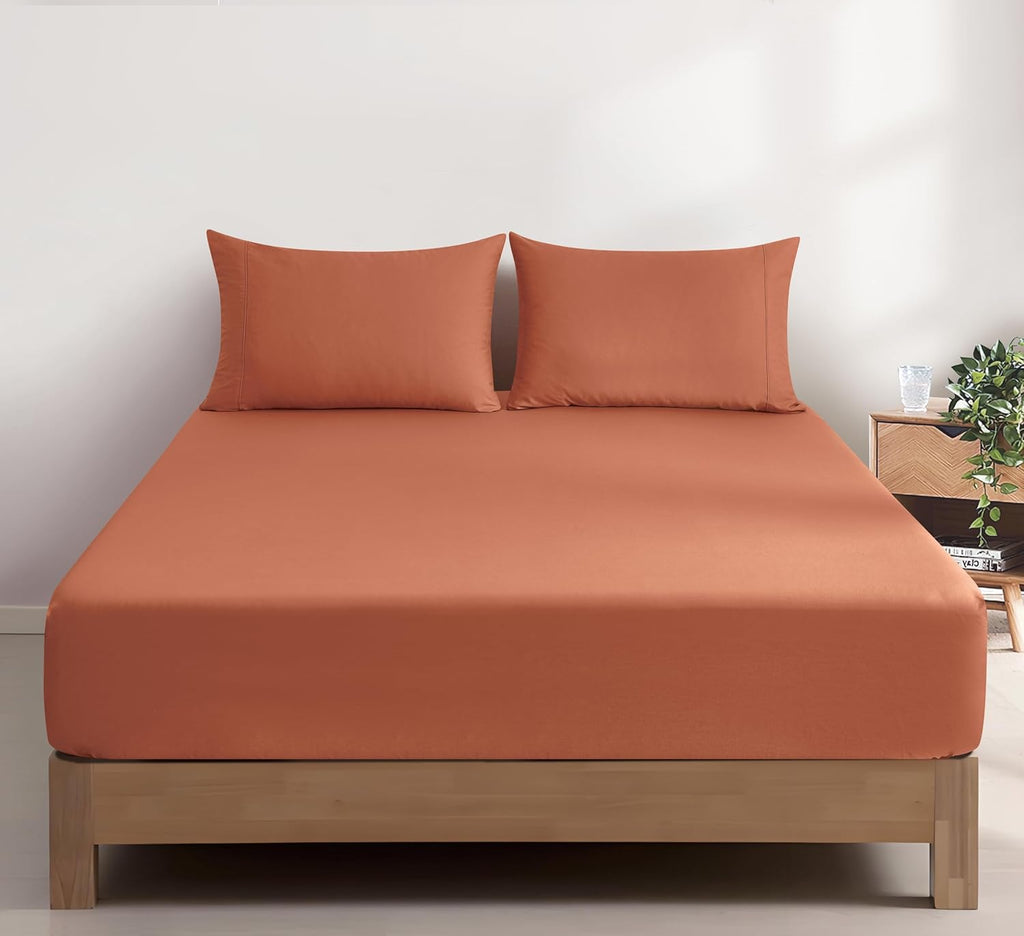 100% Vintage Washed Cotton Fitted Sheet Combo Set – Ultra Soft, Breathable, Machine Washable