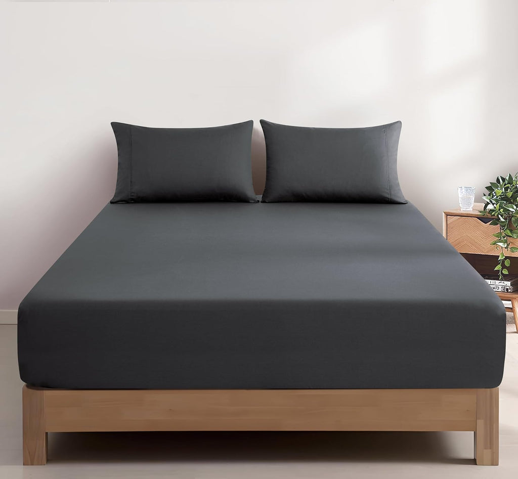 Vintage Washed Cotton Fitted Sheet Set – Ultra Soft, Breathable & Machine Washable