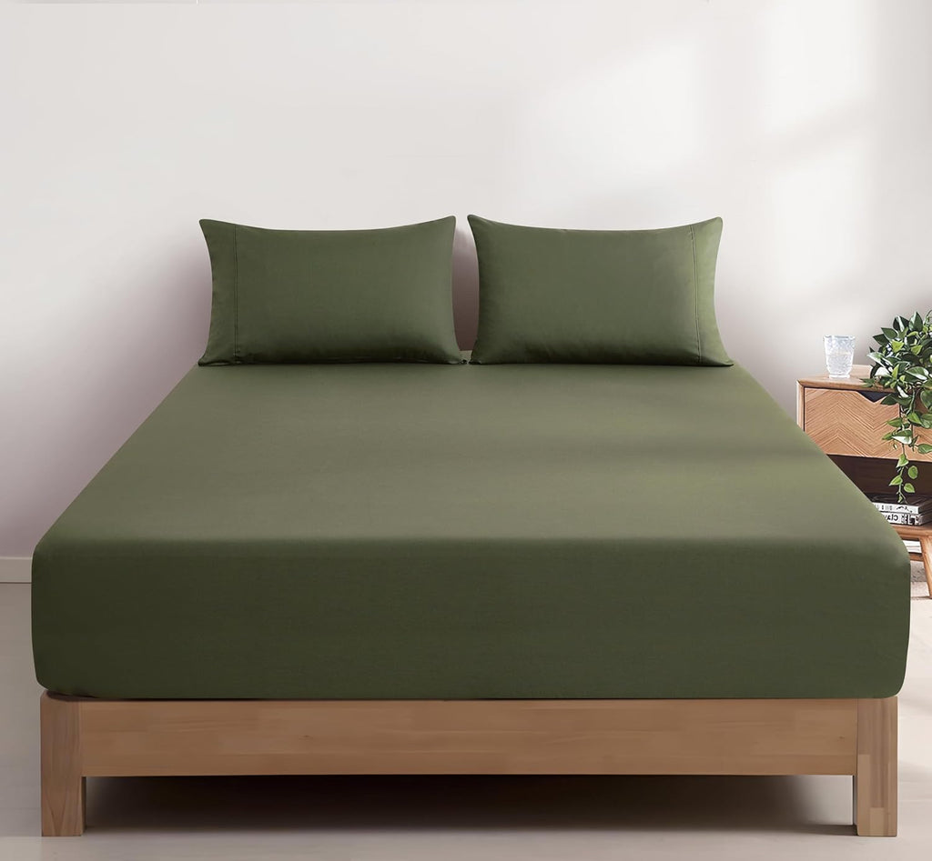 Vintage Washed Cotton Fitted Sheet Combo Set – 100% Cotton, Ultra Soft & Breathable