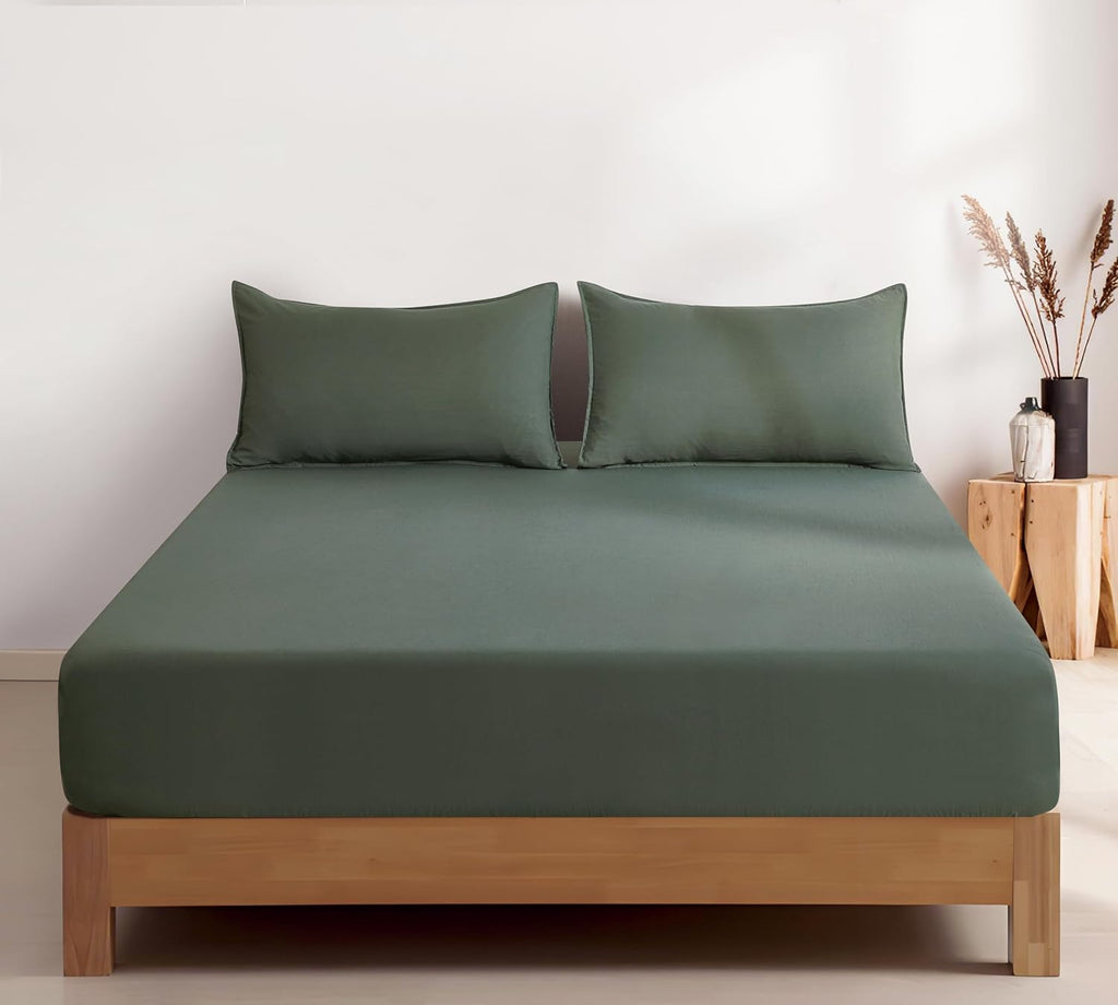 100% Vintage Washed Microfibre Fitted Sheet Set – Ultra Soft & Lightweight All &ndash;Season