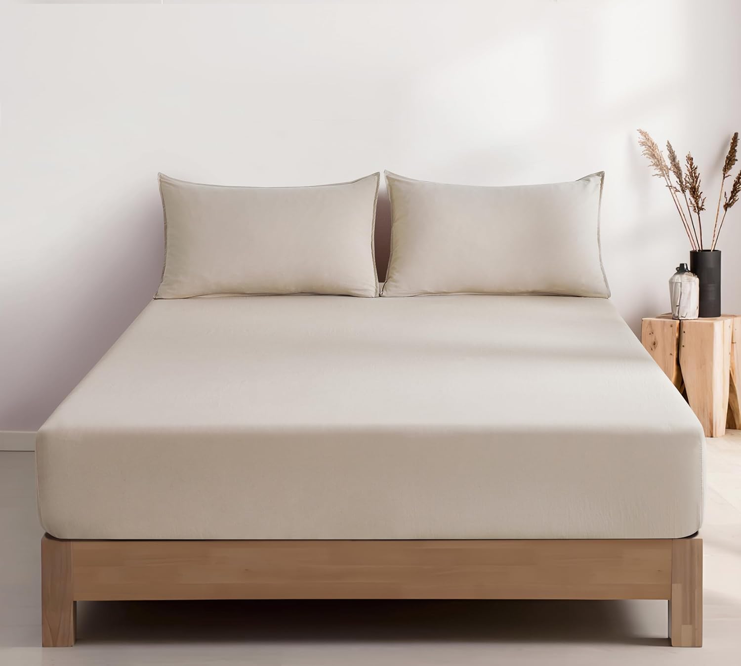 100% Vintage Washed Microfibre Fitted Sheet Set – Ultra Soft & Lightweight All-Season