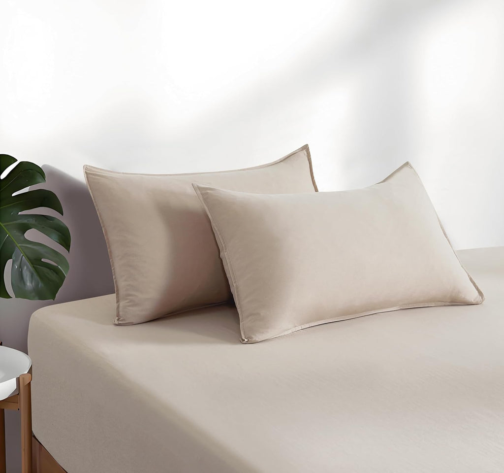 100% Vintage Washed Microfibre Fitted Sheet Set – Ultra Soft & Lightweight All-Season