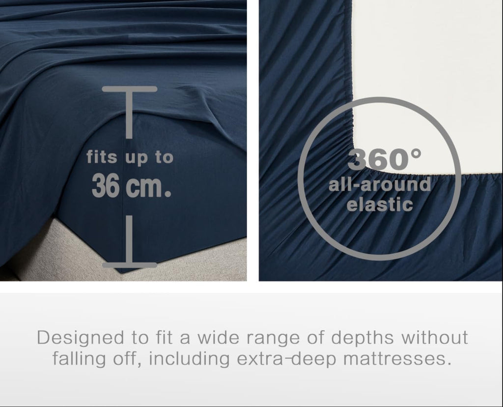 100% Vintage Washed Microfibre Fitted Sheet Set – Ultra Soft & Lightweight Bedding