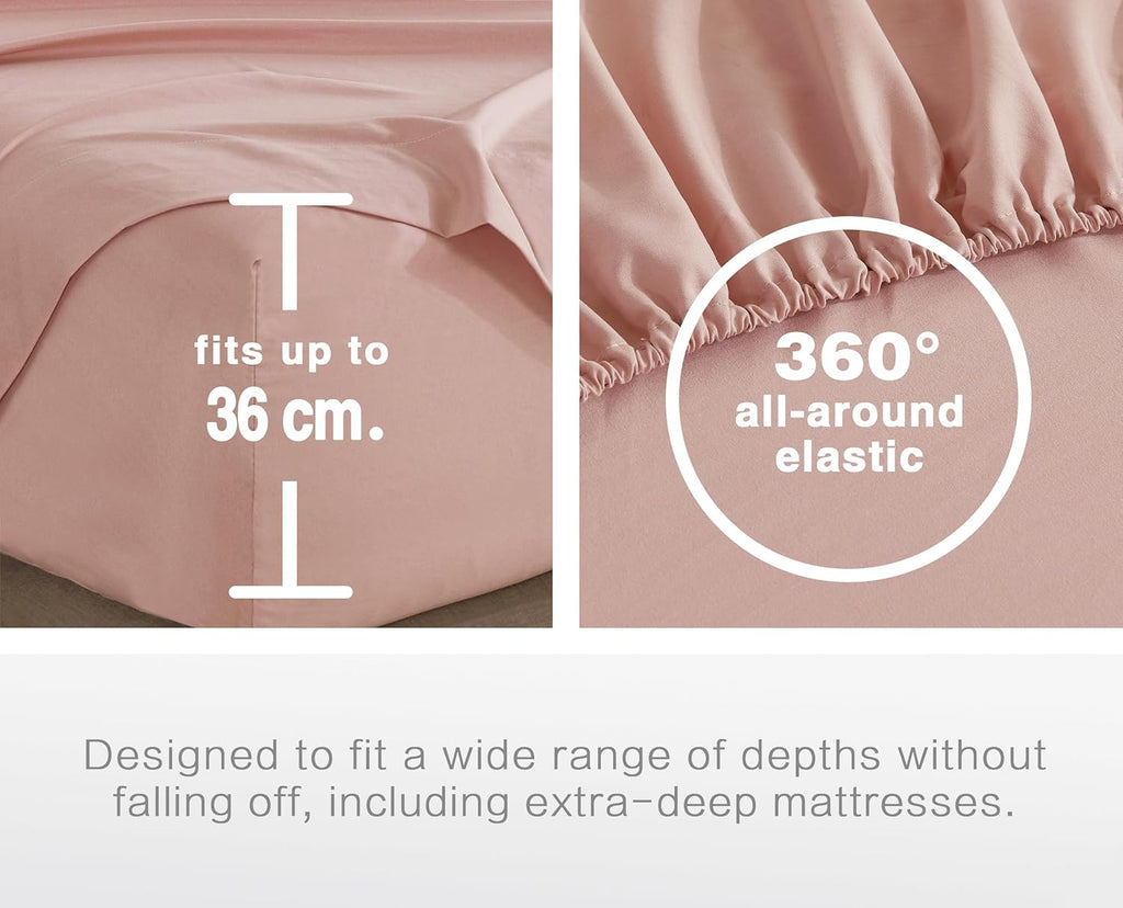 100% Vintage Washed Microfibre Fitted Sheet Set – Ultra Soft & Lightweight All-Season