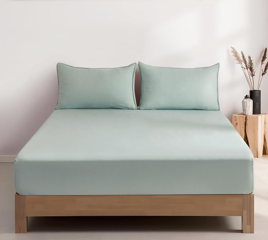 100% Vintage Washed Microfibre Fitted Sheet Set – Ultra Soft & Lightweight All-Season