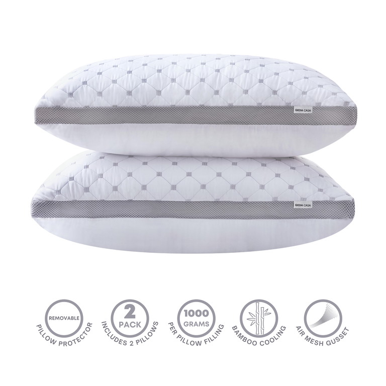 Luxury Bamboo Cooling Plush Pillow Twin Pack