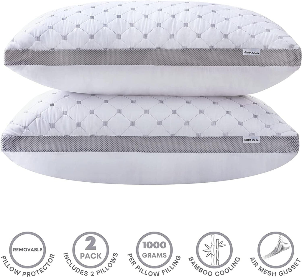 Premium Bamboo Cooling Plush Down-Like Pillows - Twin Pack