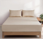 100% Vintage Washed Cotton Fitted Sheet Set – Ultra Soft & Breathable with Pillowcases