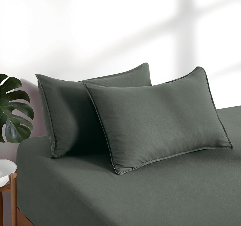 100% Vintage Washed Microfibre Fitted Sheet Set – Ultra Soft & Lightweight All &ndash;Season