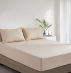 100% Vintage Washed Cotton Fitted Sheet Set – Ultra Soft & Breathable with Pillowcases