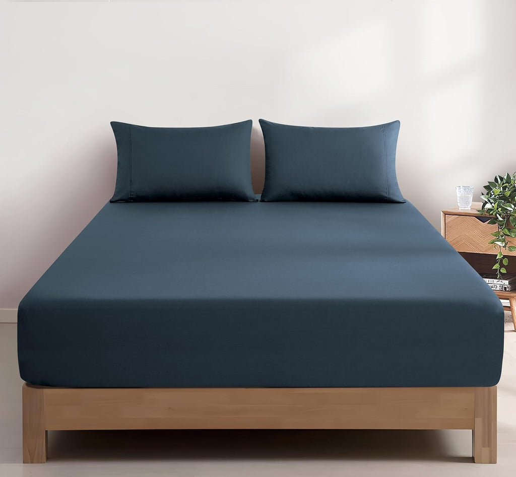 Vintage Washed Cotton Fitted Sheet Combo – 100% Natural, Ultra Soft & Breathable