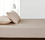 100% Vintage Washed Cotton Fitted Sheet Set – Ultra Soft & Breathable with Pillowcases