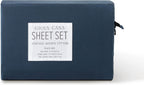 Vintage Washed 100% Cotton Soft Breathable Sheet Set - Dark Indigo - King Single