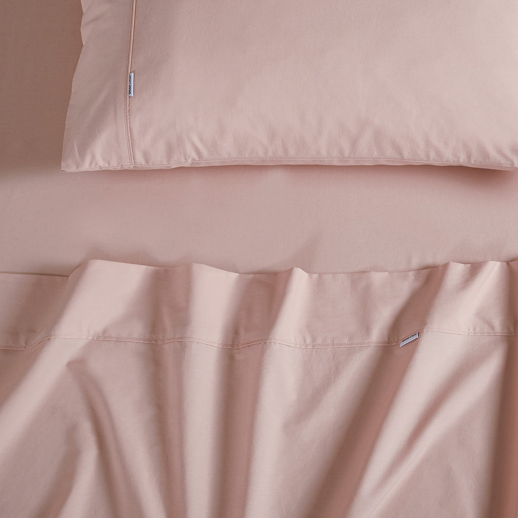 Vintage Washed 100% Cotton Soft Breathable Sheet Set - Pink - King Single
