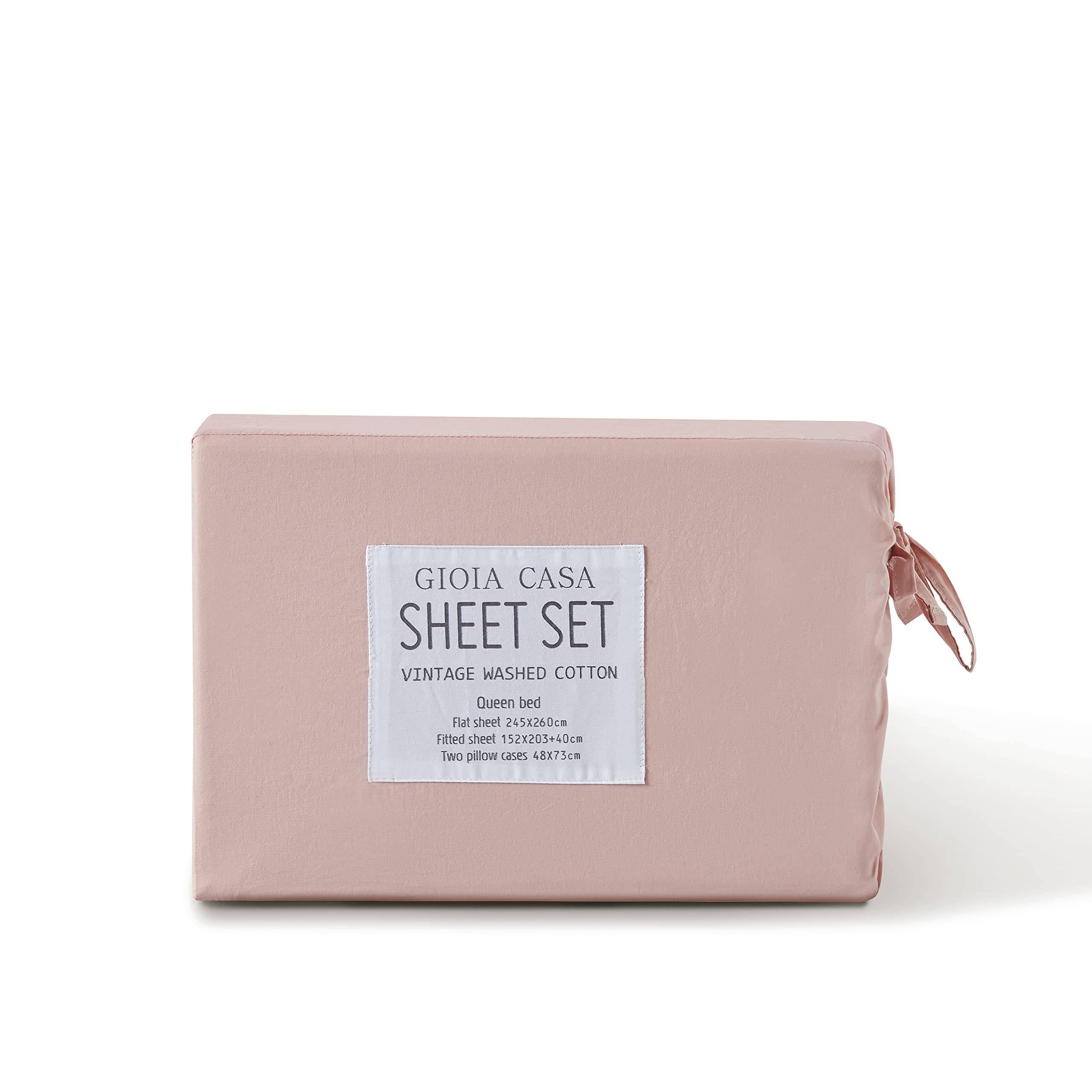 Vintage Washed 100% Cotton Soft Breathable Sheet Set - Pink - King Single