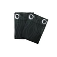 Black Blockout Embossed Wave Eyelet Curtains