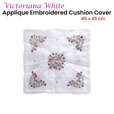 Victoriana Applique Embroidered Decorative Cushion Cover for Home and Living