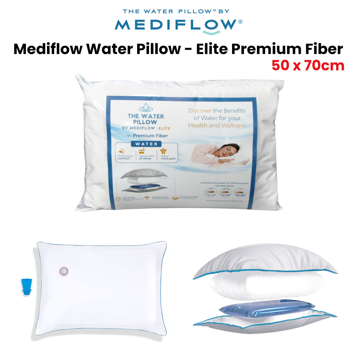 Mediflow Elite Premium Water Pillow 50x70 cm