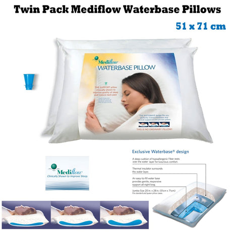 Mediflow Adjustable Waterbase Pillows Twin Pack