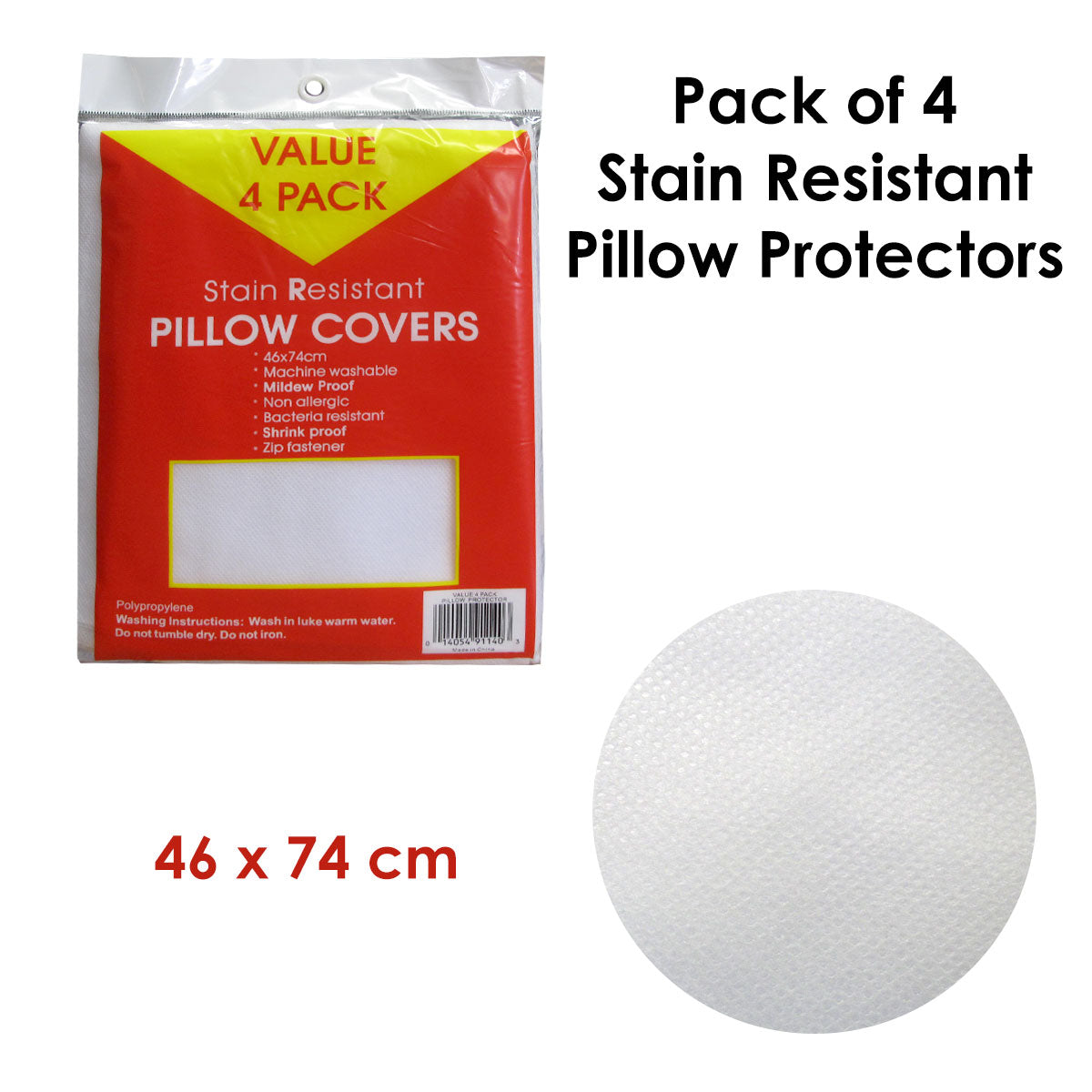 Stain Resistant Pillow Protectors - Pack of 4