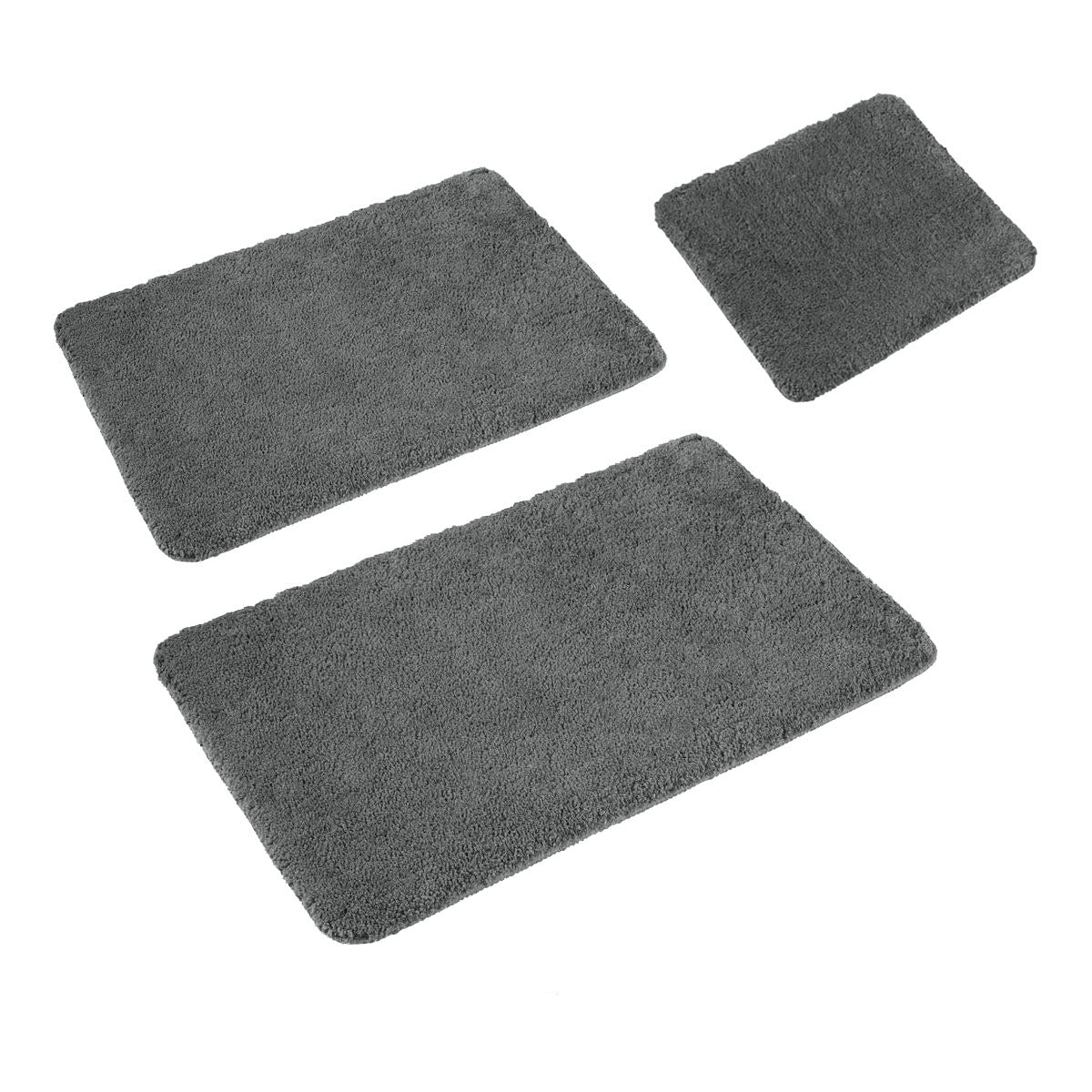 Sleim Set of 3 Bath Mat Set Plush Absorbent Non-Slip Bathroom Rugs for Home