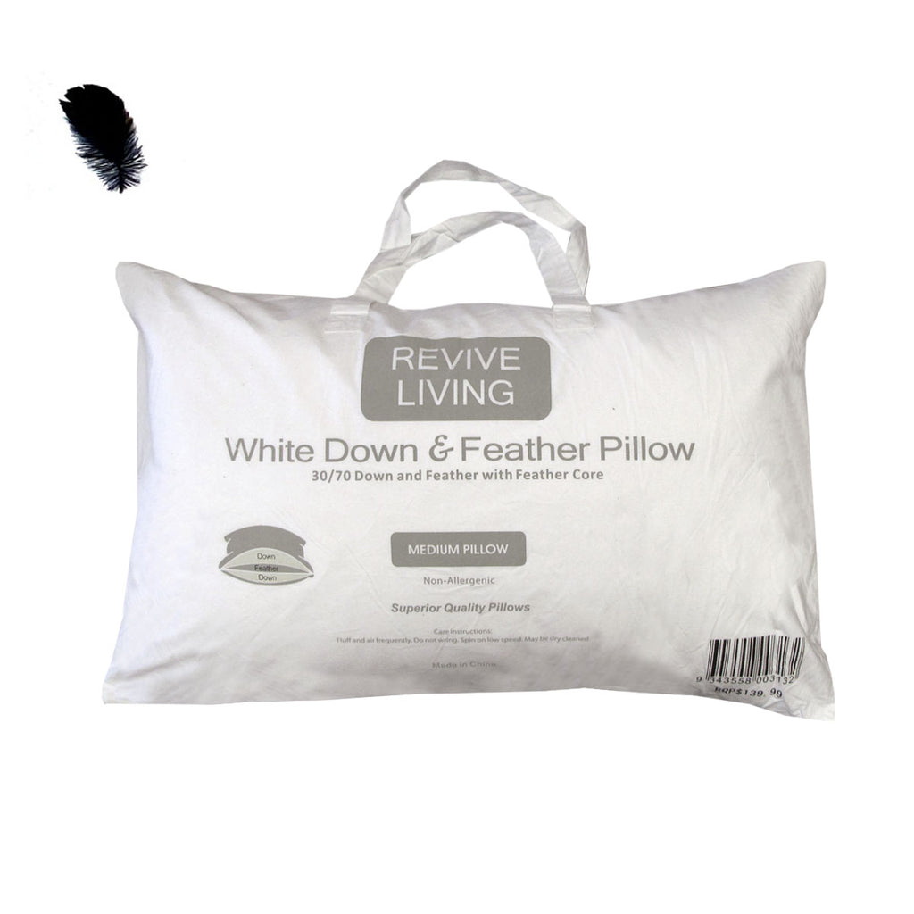 Luxury Medium Standard Pillow 70% Feather, 30% Down