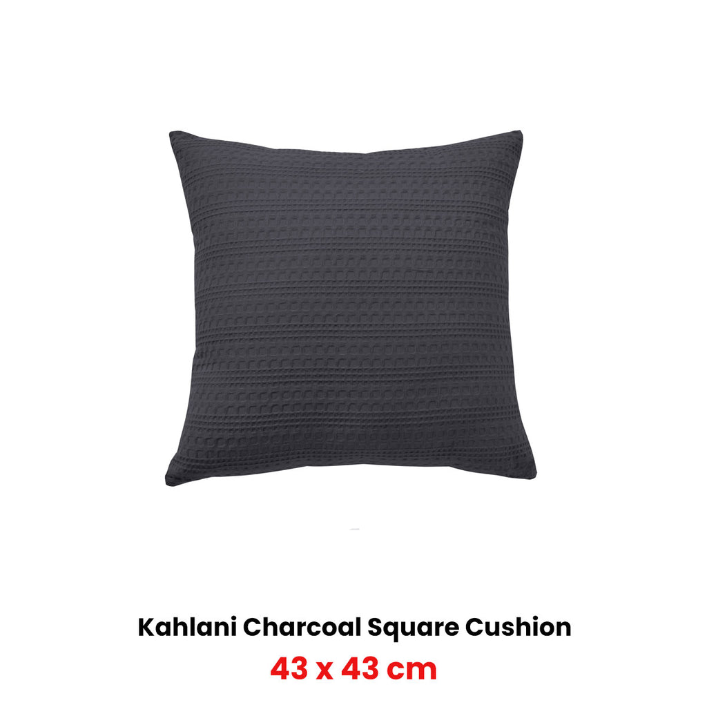 Bianca Kahlani Waffle Square Filled Cushion - Soft Textured Decorative Throw Cushion