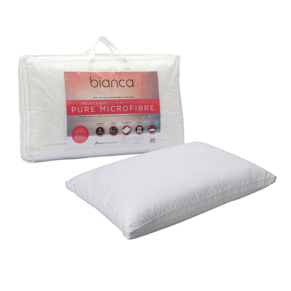 Bianca 850g Microfiber Low Profile Pillow