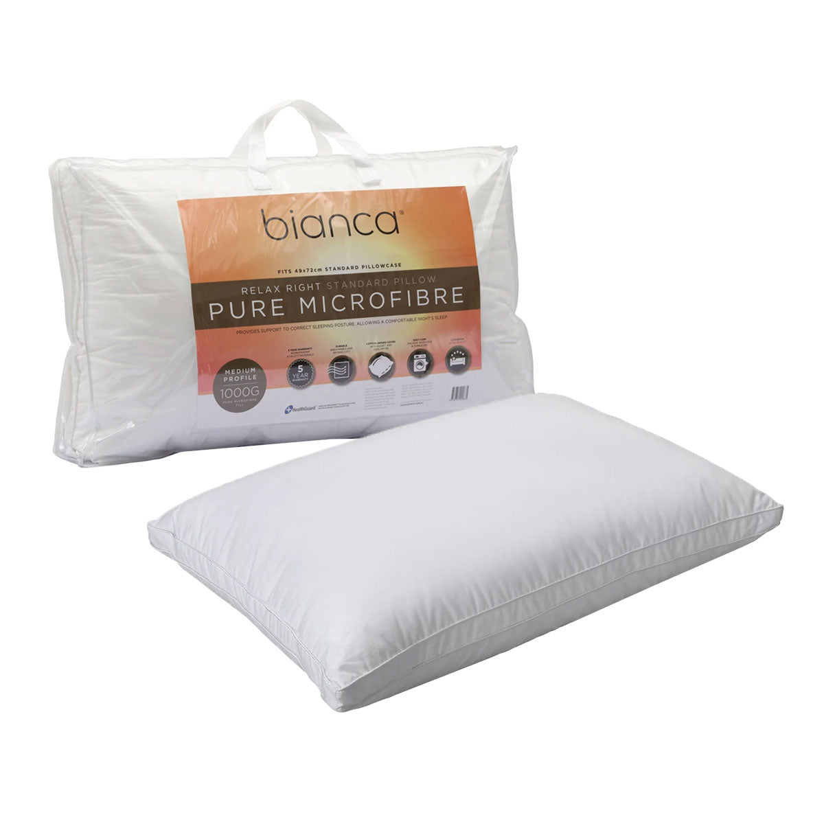 Bianca Relax Right Microfiber Standard Pillow