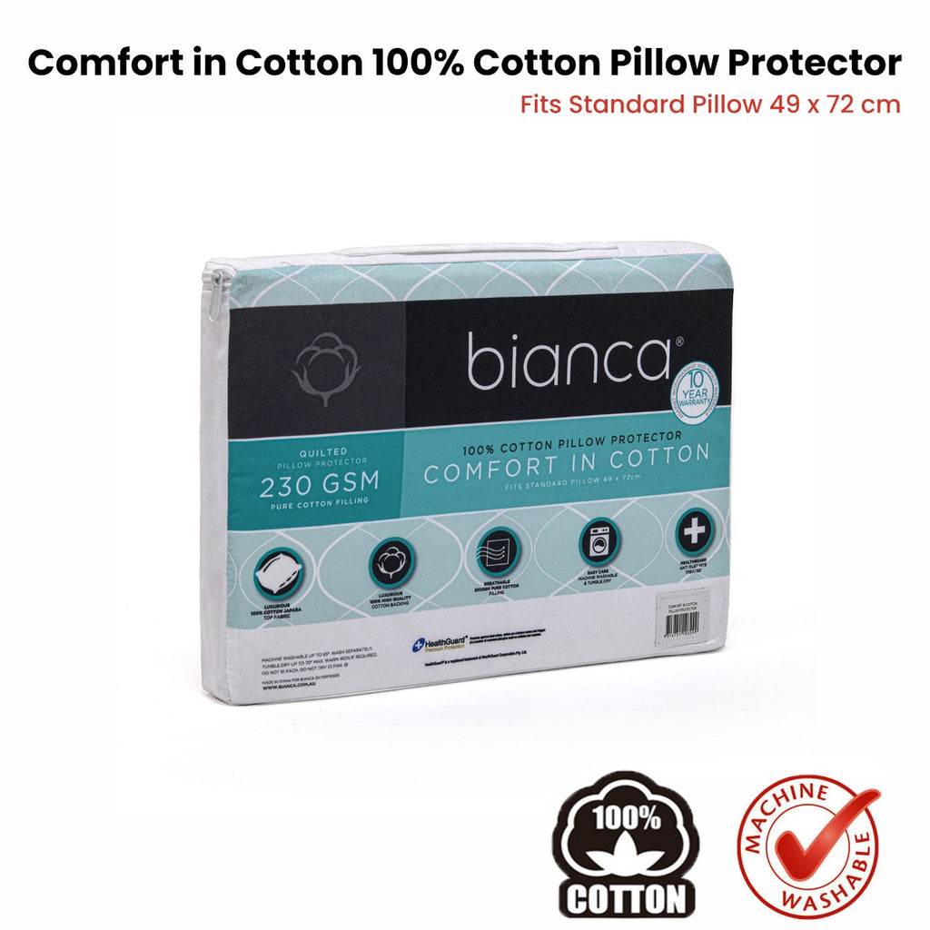 Bianca Comfort 100% Cotton Pillow Protector Twin Pack