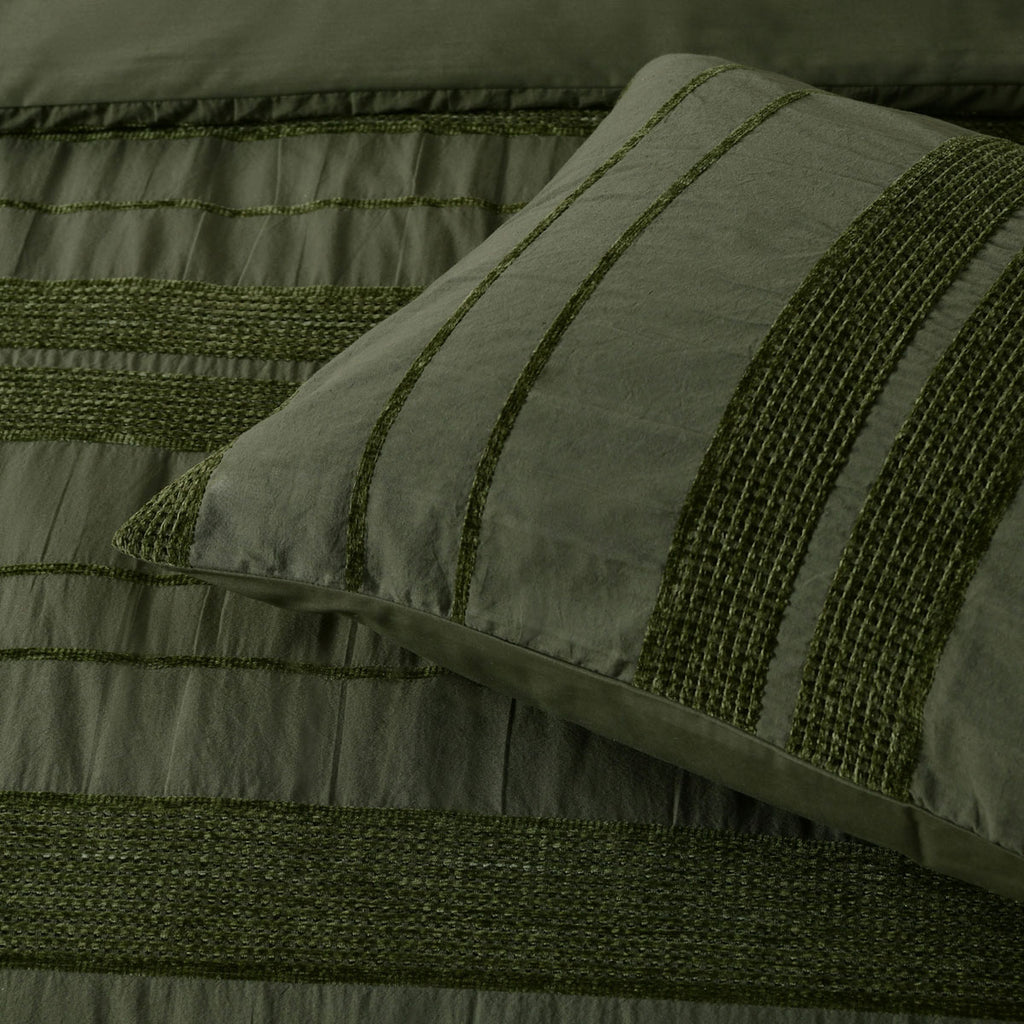 Bianca Avery Forest Chenille Striped Quilt Cover Set King