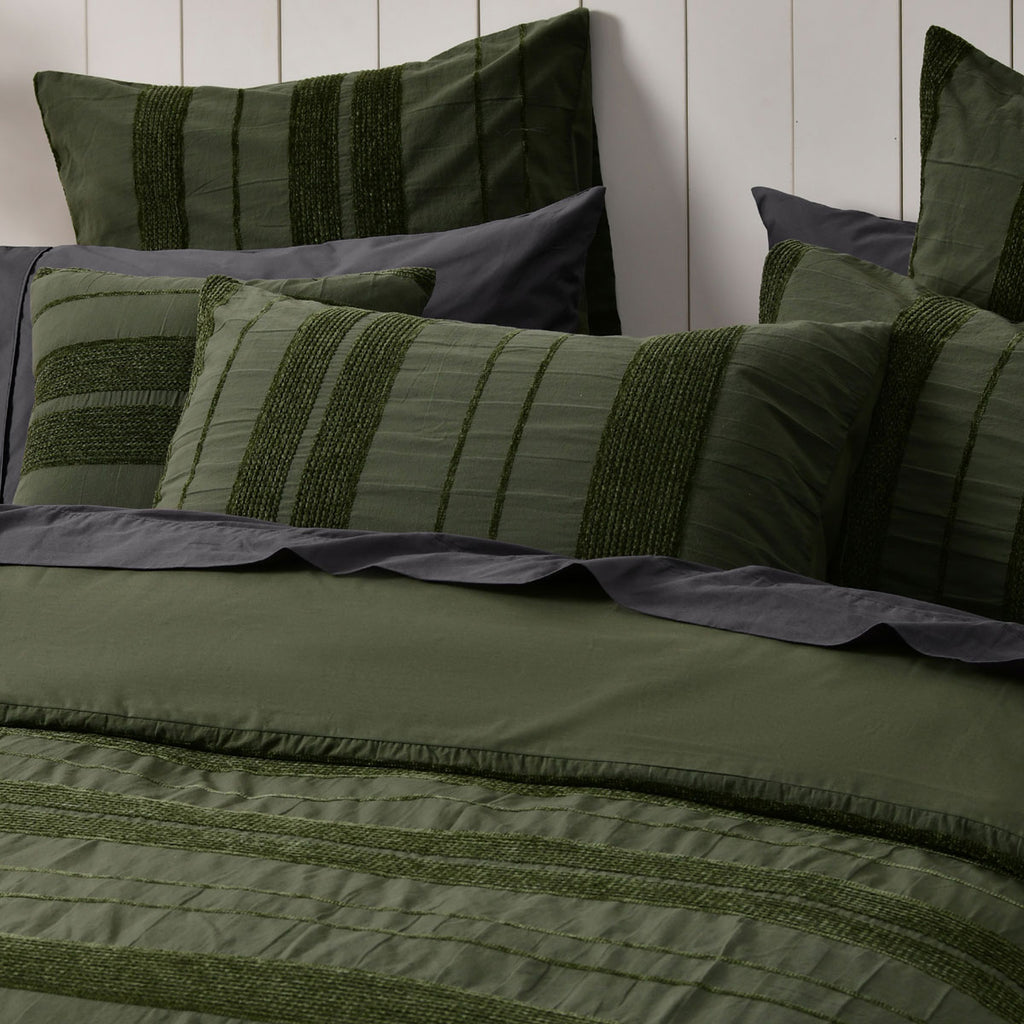 Bianca Avery Forest Chenille Striped Quilt Cover Set Queen