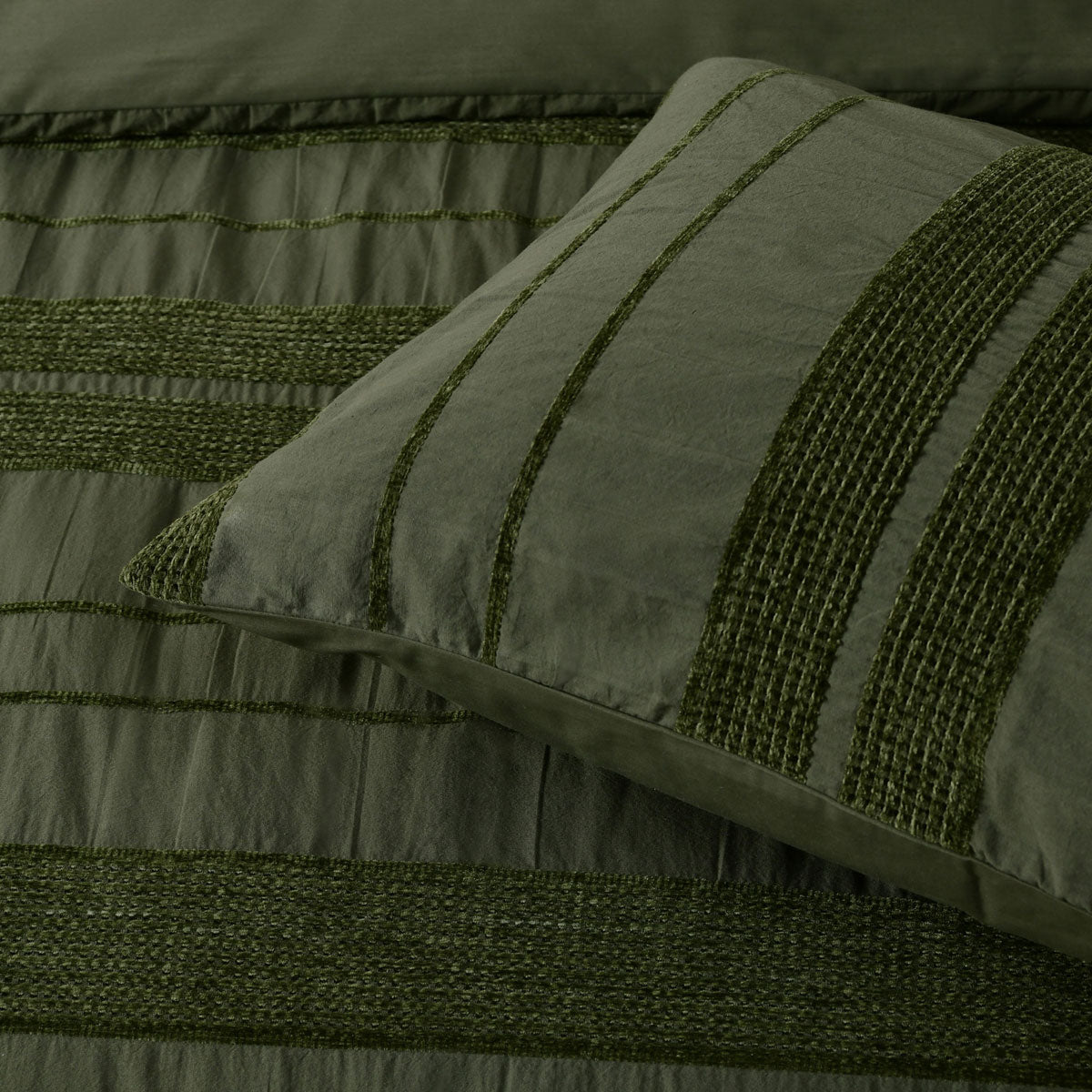 Bianca Avery Forest Chenille Striped Quilt Cover Set Queen