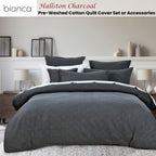 Bianca Hallston Charcoal Pre-Washed Cotton Quilt Cover Set King