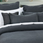Bianca Hallston Charcoal Pre-Washed Cotton Quilt Cover Set Queen