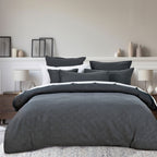 Bianca Hallston Charcoal Pre-Washed Cotton Quilt Cover Set Super King