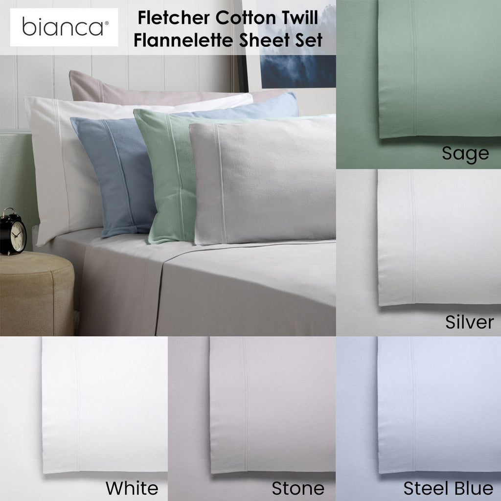 Bianca Fletcher Flannelette Cotton Sheet Set - Soft Brushed Warm Bedding Collection
