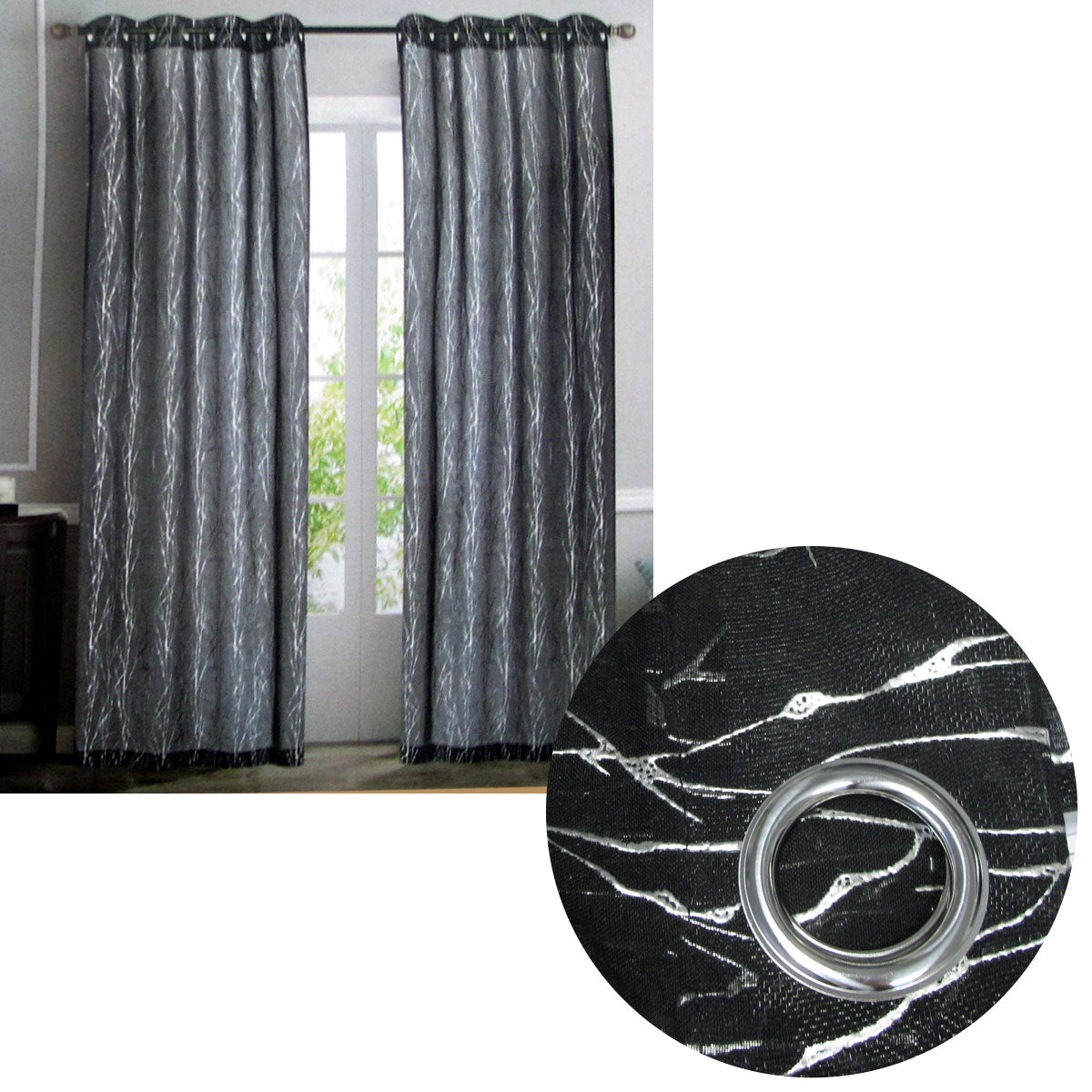 Elegant Sheer Eyelet Curtains with Foil Design